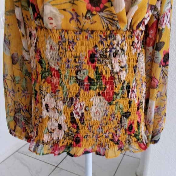 Like New INC Long Semi Sheer Sleeve Floral Print Surplice Blouse Top XL  0X 14 - Picture 6 of 15